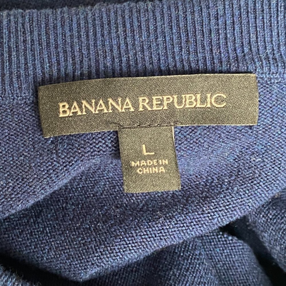 Banana Republic, Dark Blue Midi Dress, with Waist Scrunch Accent, Size L - Picture 4 of 5